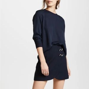 EUC Tibi MICA NAVY CREPE A-Line Mini WRAP SKIRT